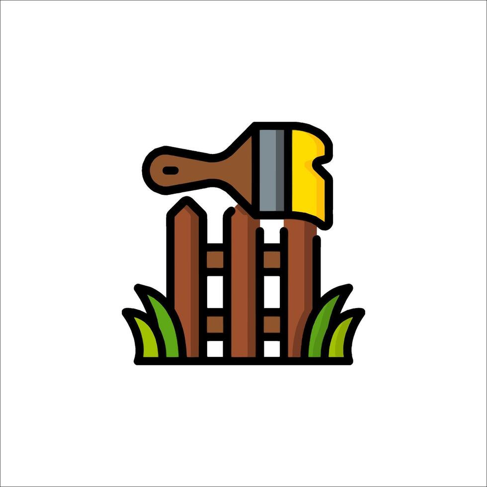 A paintbrush and fence icon vector