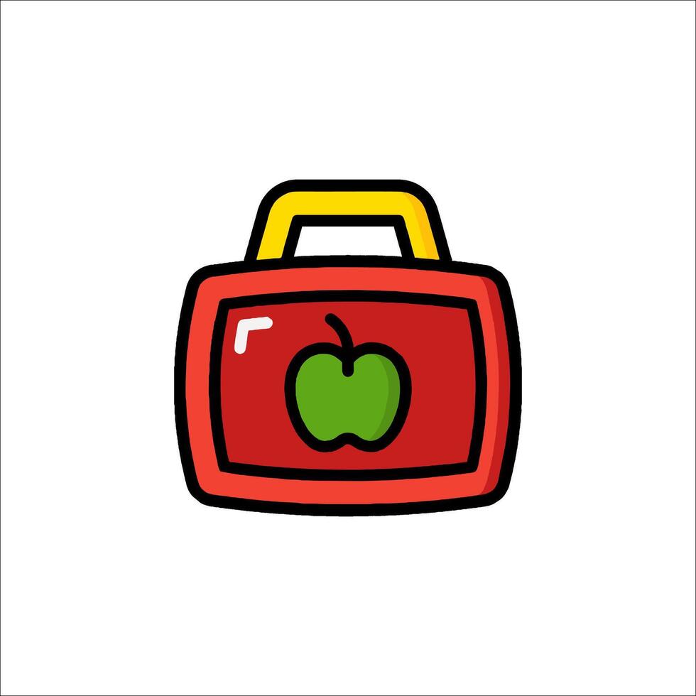 A red lunchbox with an apple inside vector