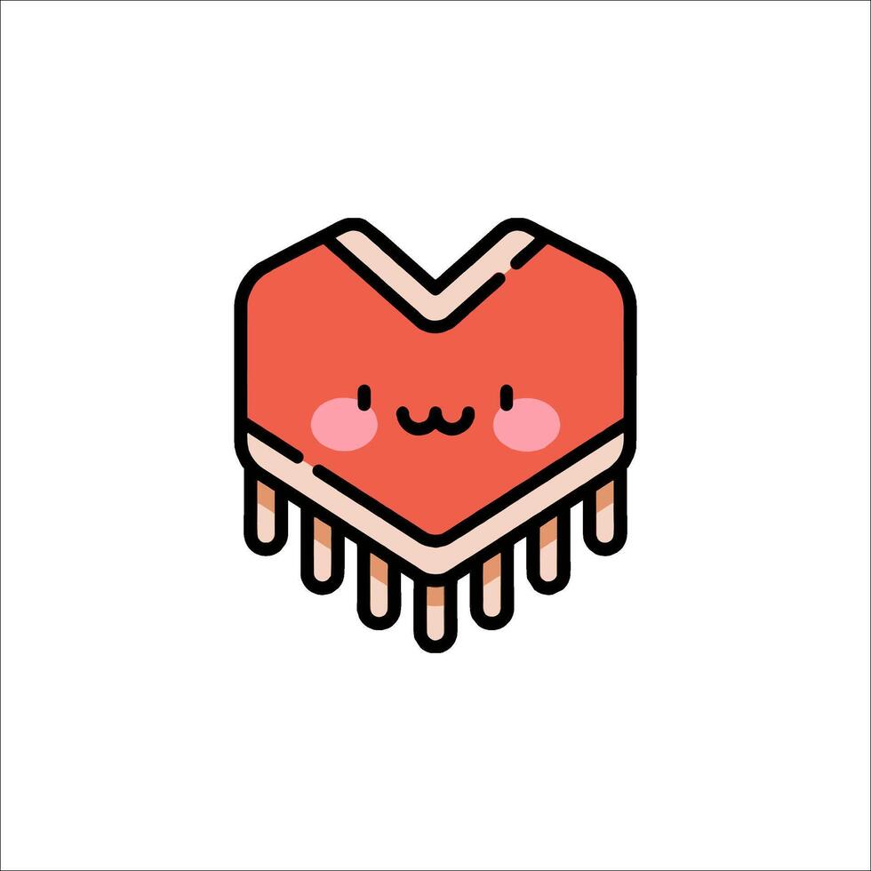 A cute heart shaped icon with a fringe vector