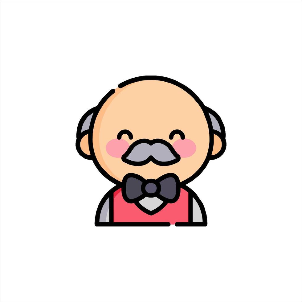 An old man with a mustache and bow tie vector