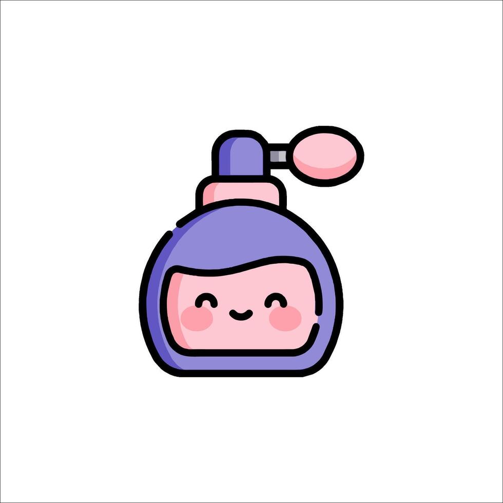 A cute perfume bottle with a face on it vector