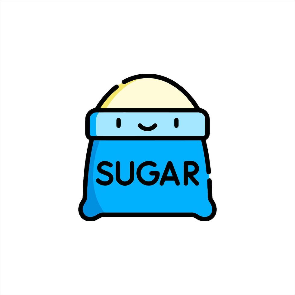A cartoon sugar bag with the word sugar on it vector