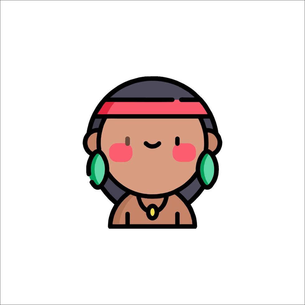 A cartoon native american woman with a red headband vector