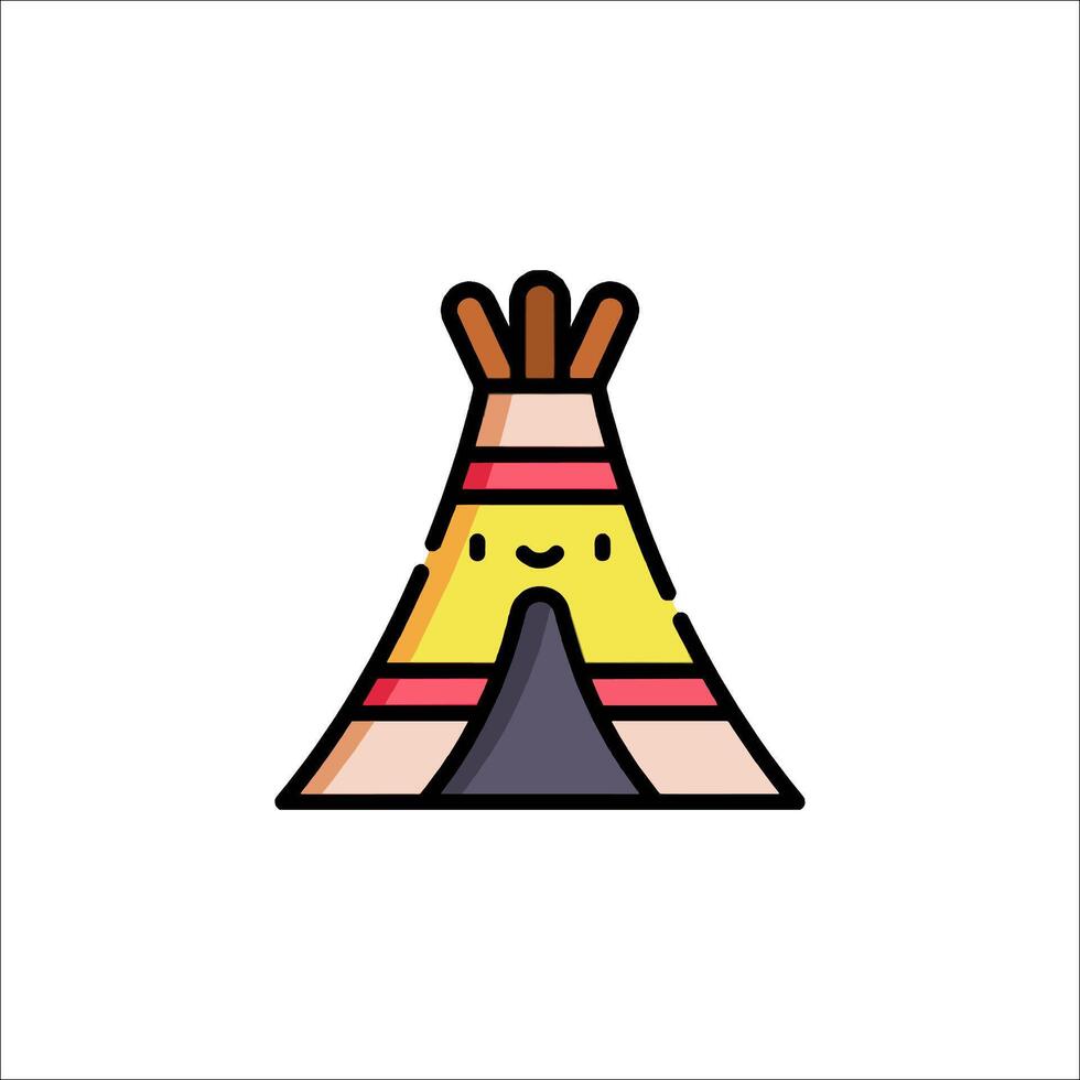 A cartoon teepee with a red and yellow stripe vector