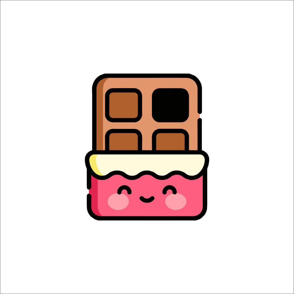 A cute chocolate bar icon with a smiley face vector