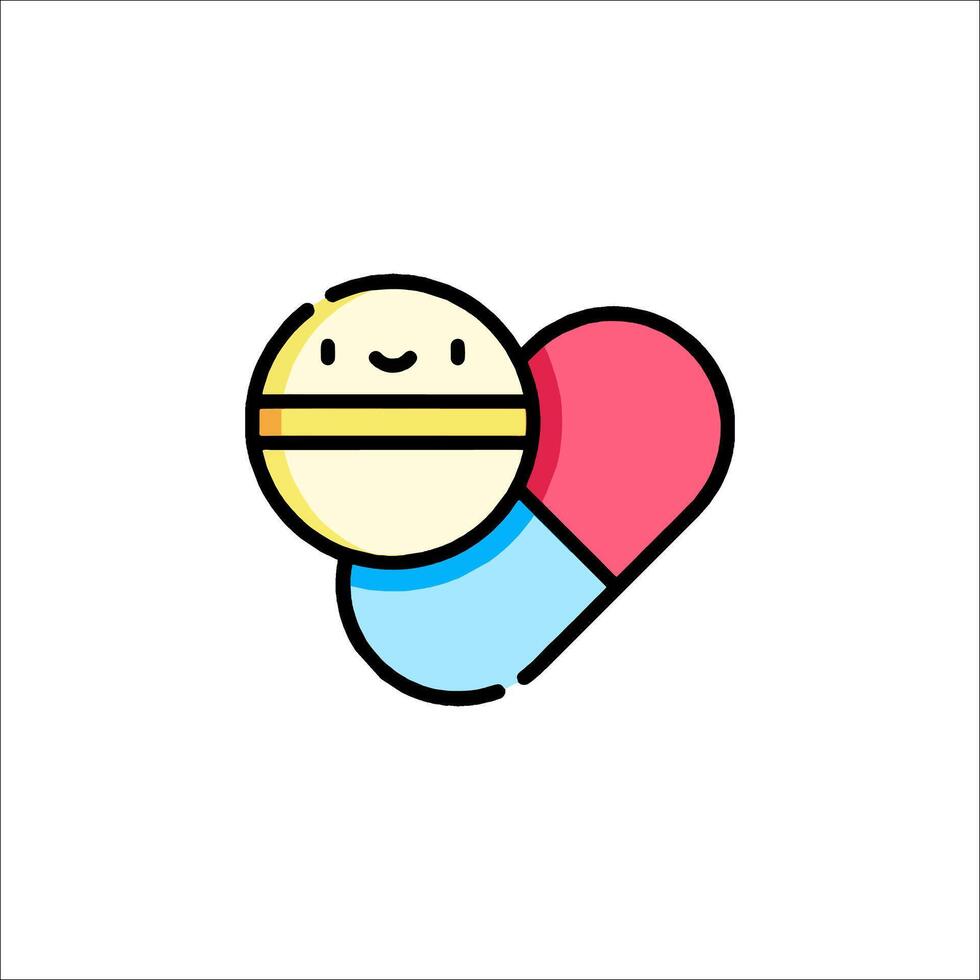A cartoon pill with a smile on it vector