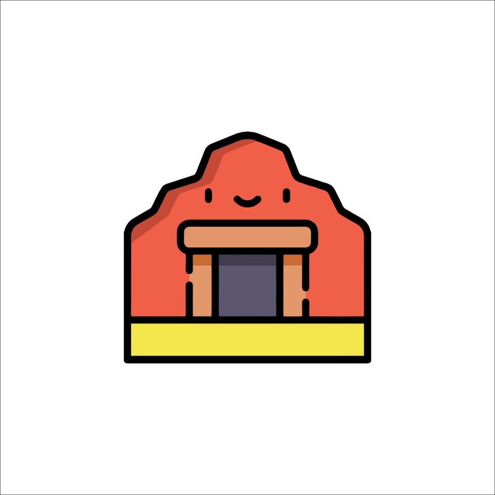 A cartoon house with a roof and a door vector