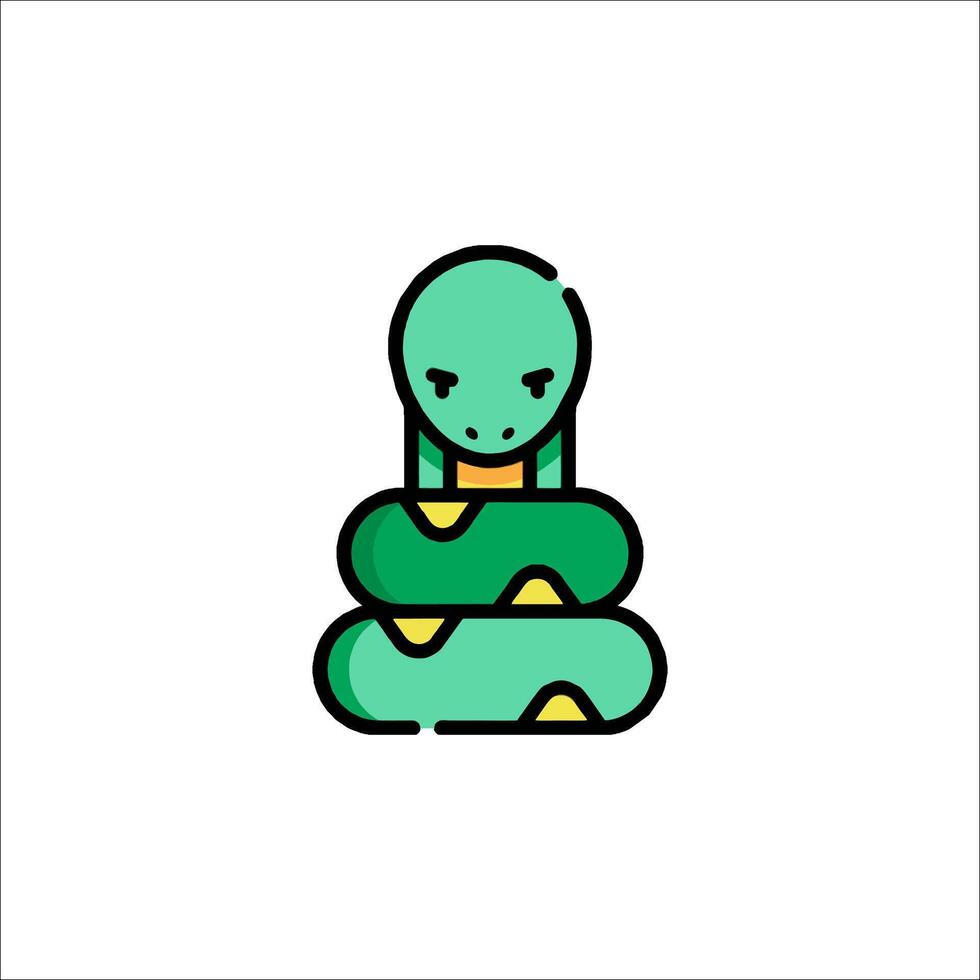 A snake icon with a green snake on top vector