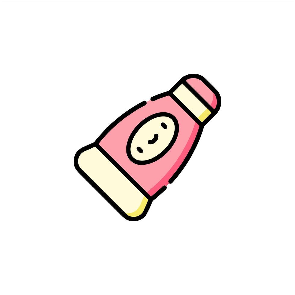 A pink bottle of ketchup with a smiley face vector