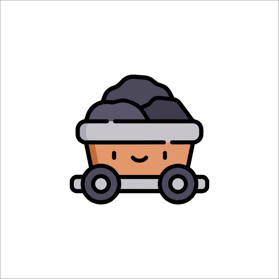 A cartoon coal wagon icon on a white background vector