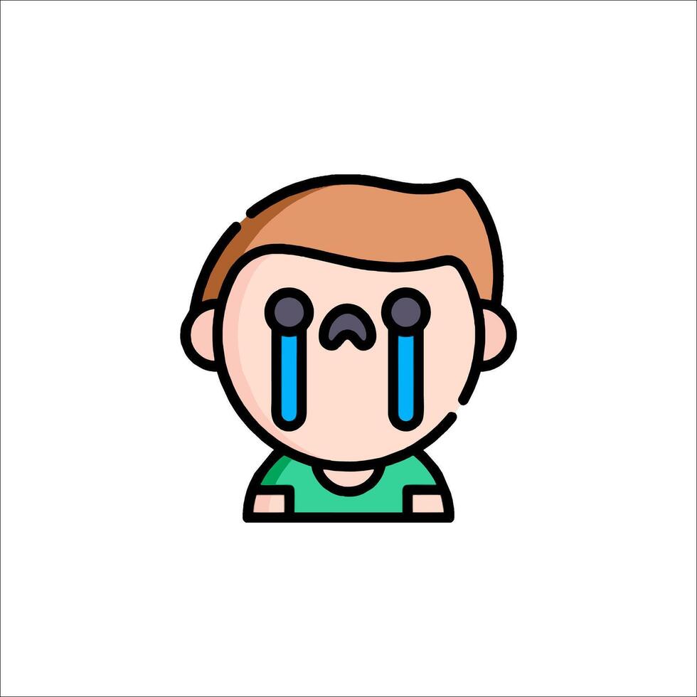 A man with tears on his face icon vector
