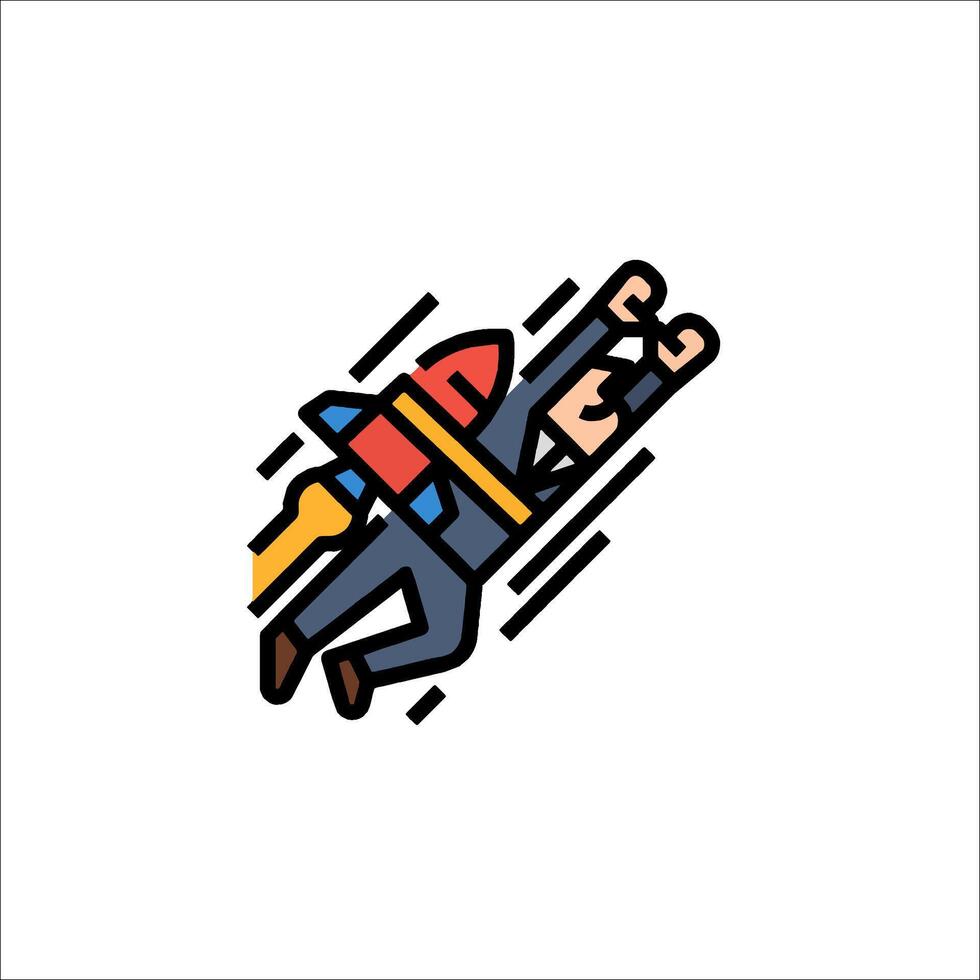 A man in a suit flying on a rocket vector