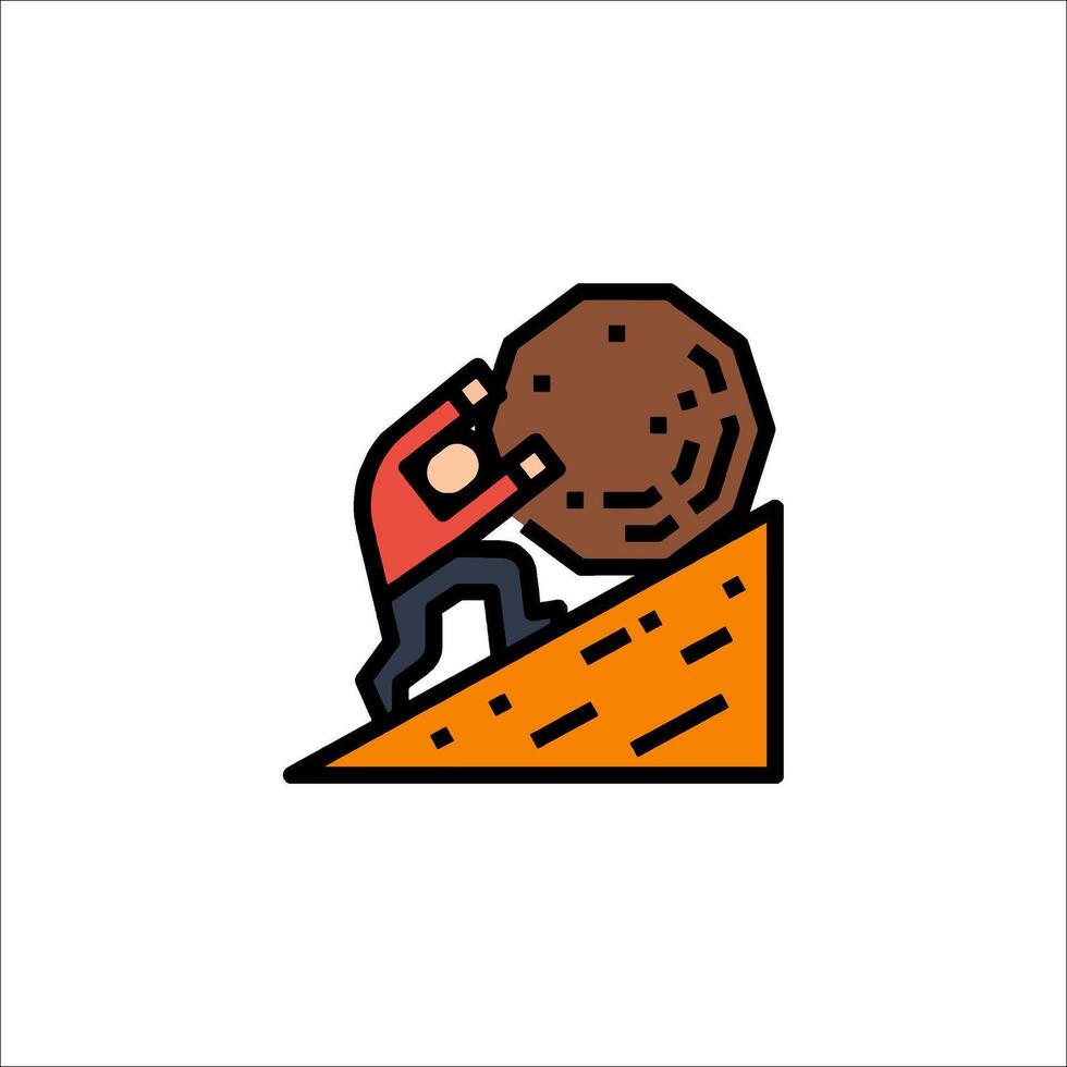 A man is carrying a large rock up a hill vector