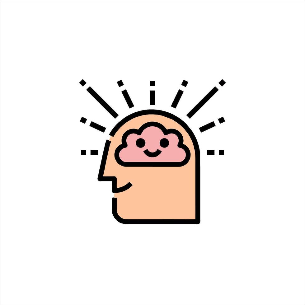 A cartoon head with a brain inside it vector