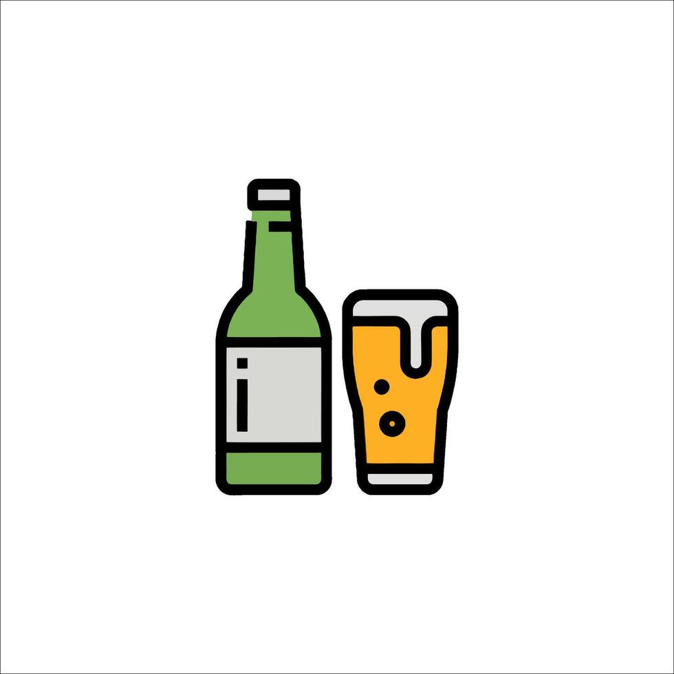 Beer and glass icon illustration vector