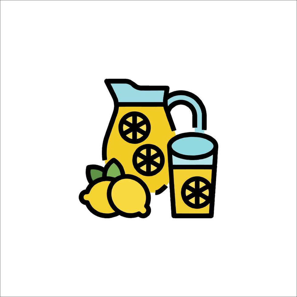Lemon juice and pitcher icon illustration vector