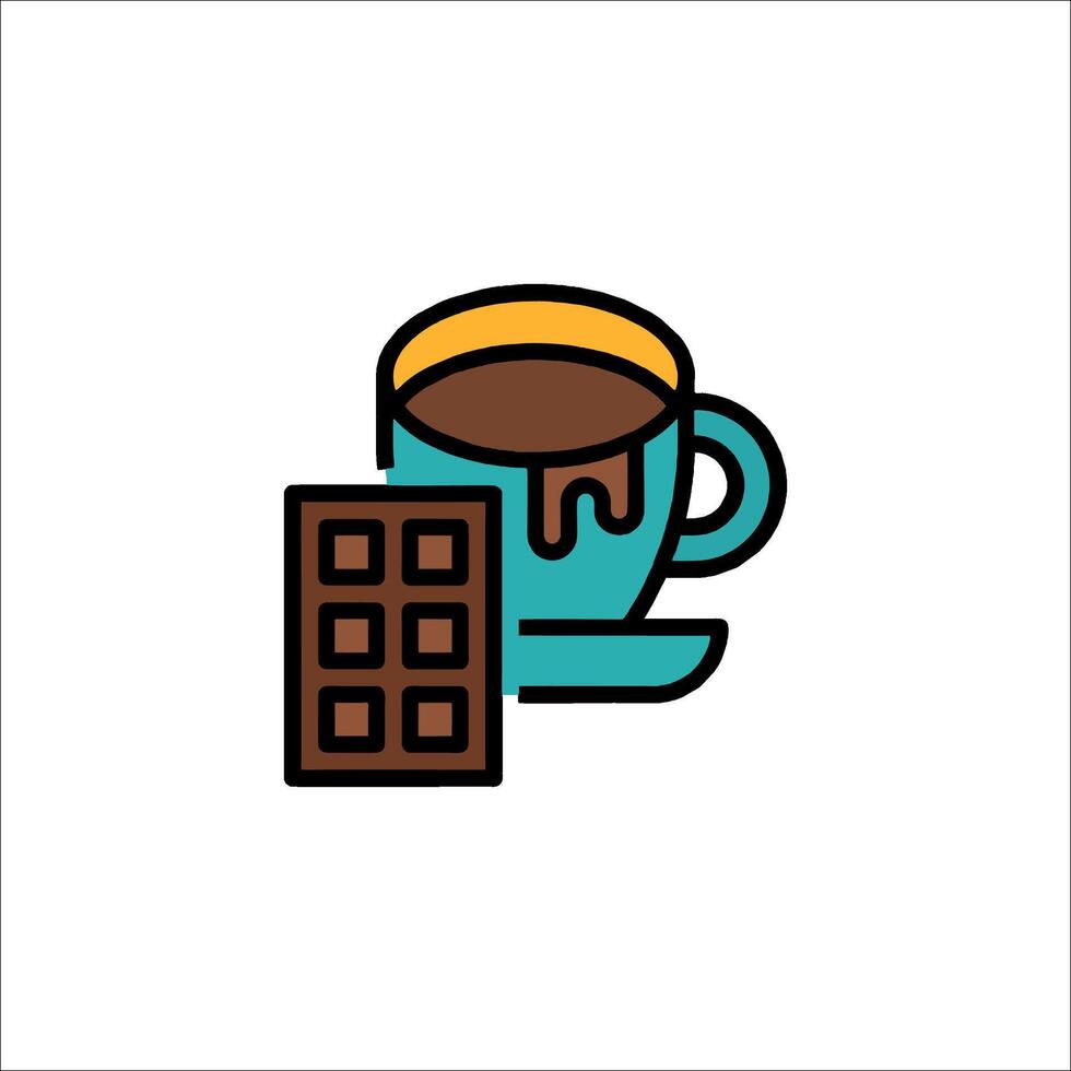A cup of coffee and chocolate bar icon vector