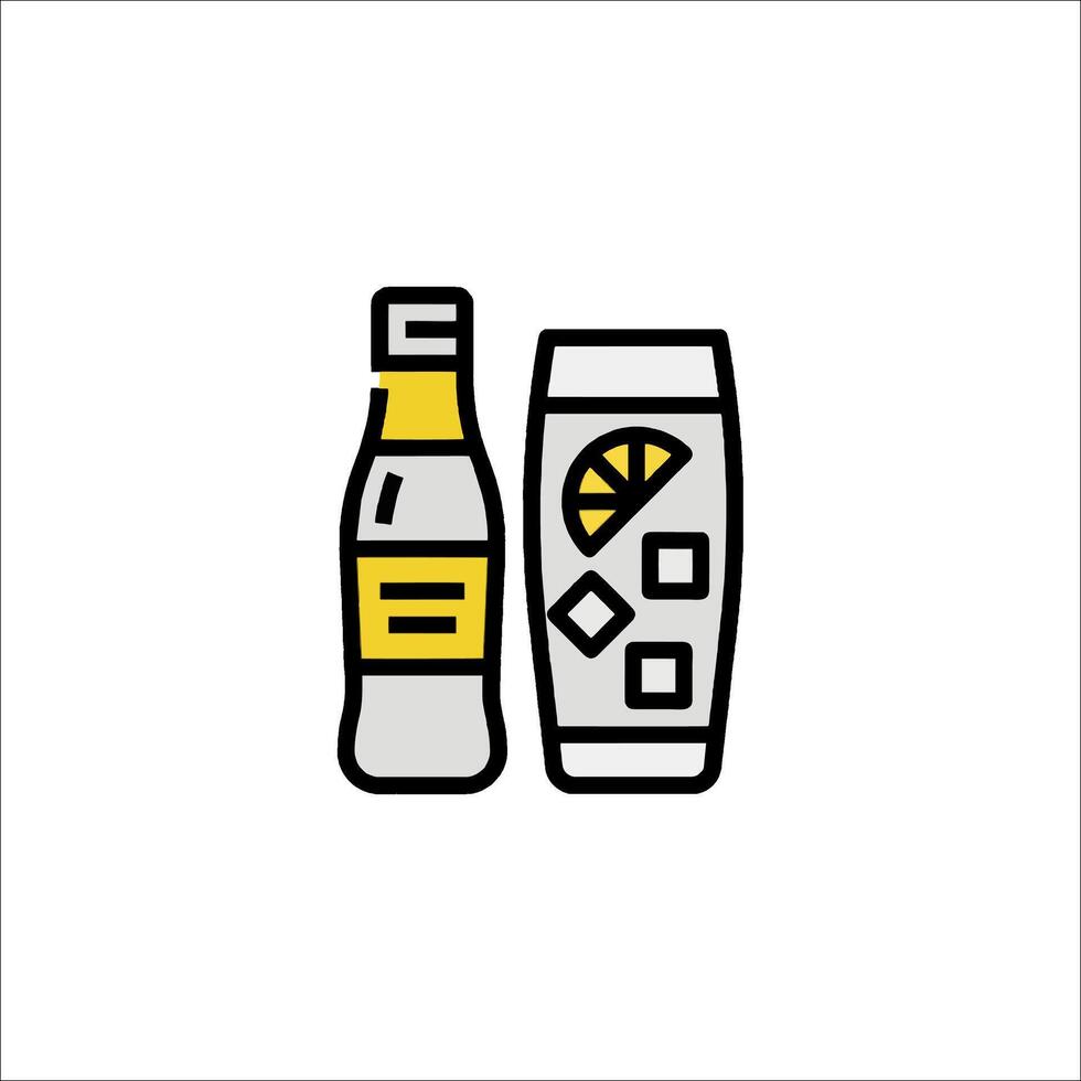 A bottle of vodka and a glass of lemonade vector