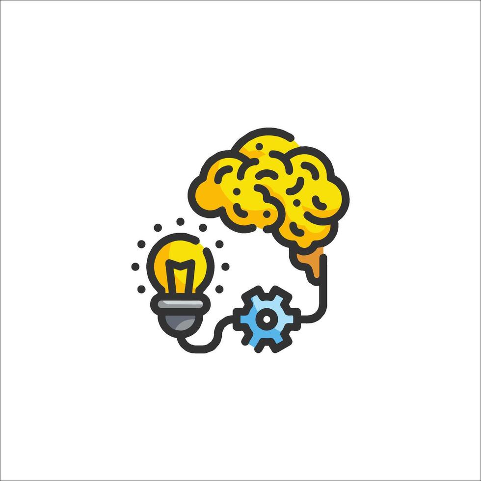 A brain with a light bulb and gears vector