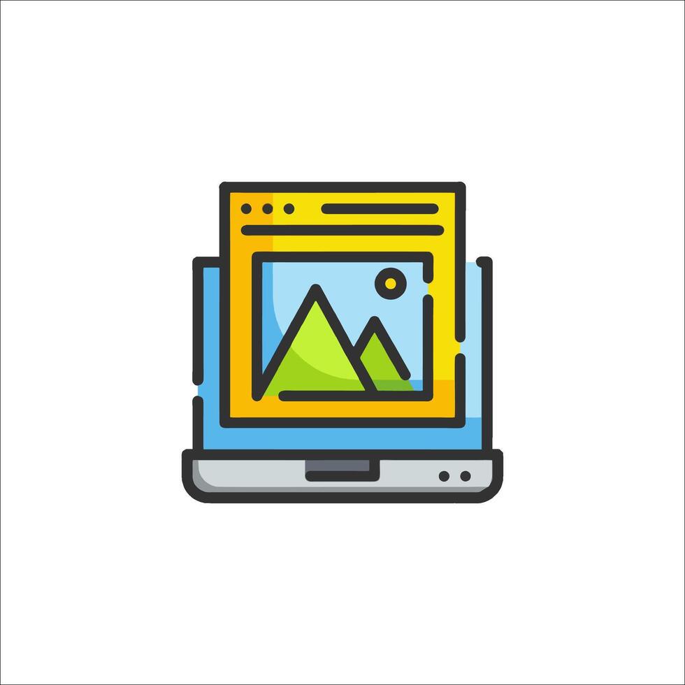 A laptop with a photo on it vector