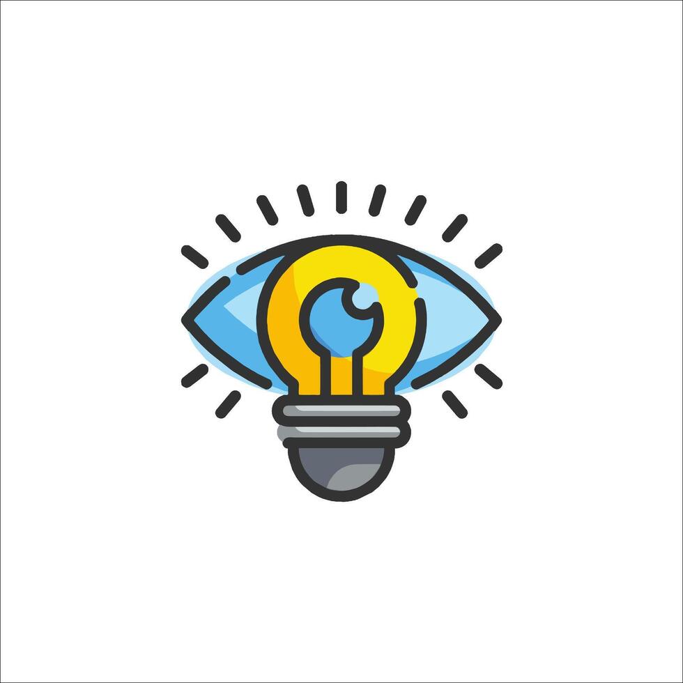 An eye with a light bulb icon vector