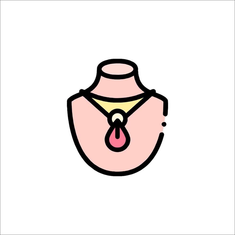 A pink necklace with a pink heart on it vector