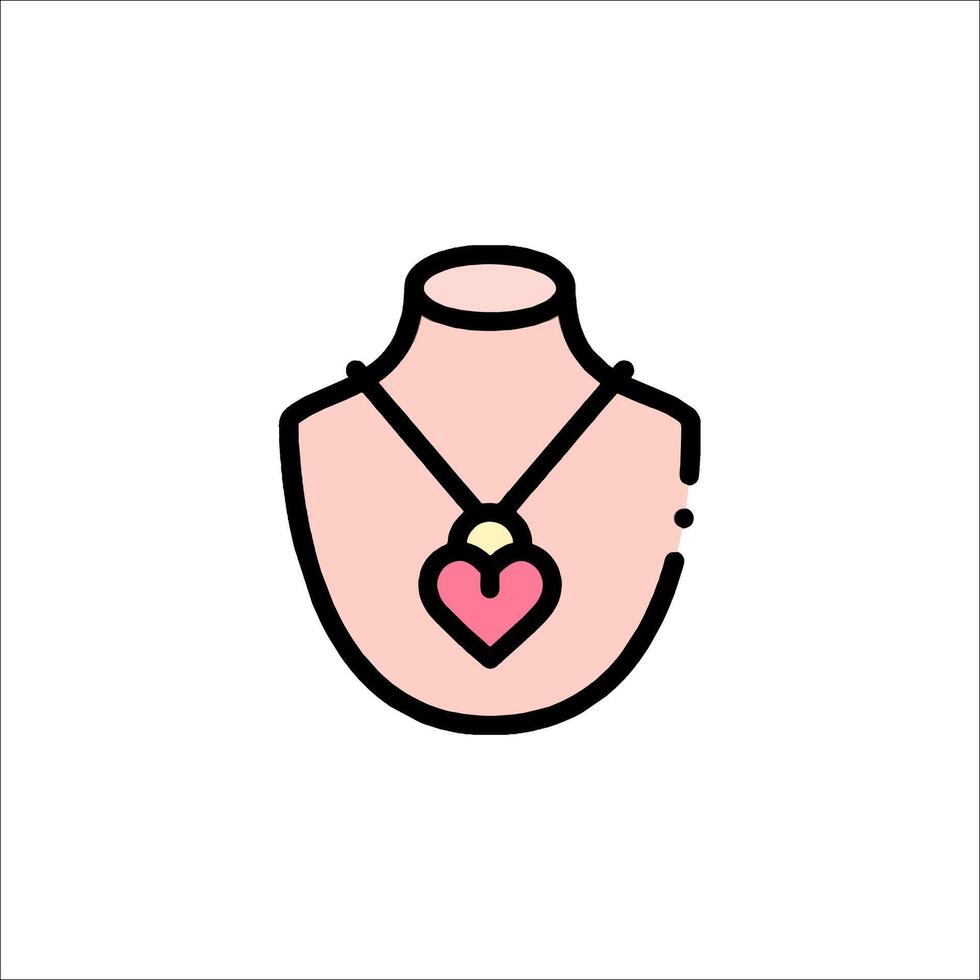 A pink necklace with a heart on it vector