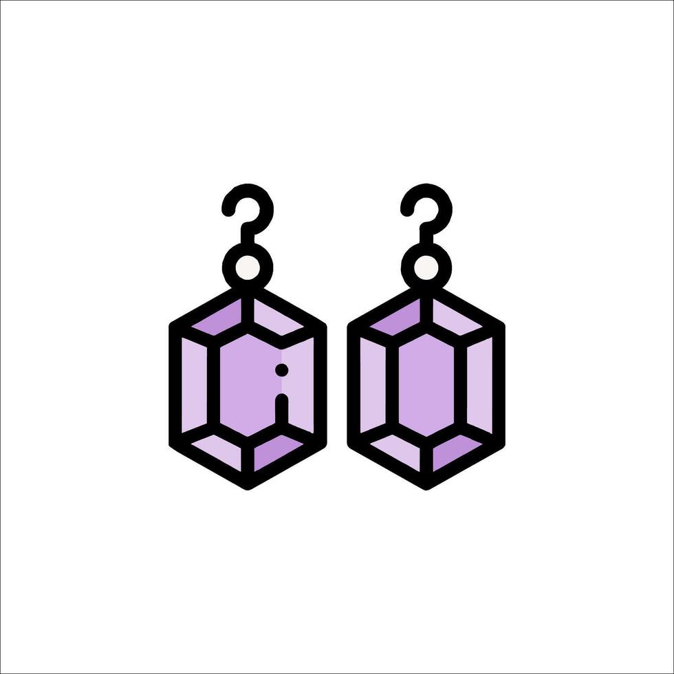 Two purple earrings with a question mark on them vector