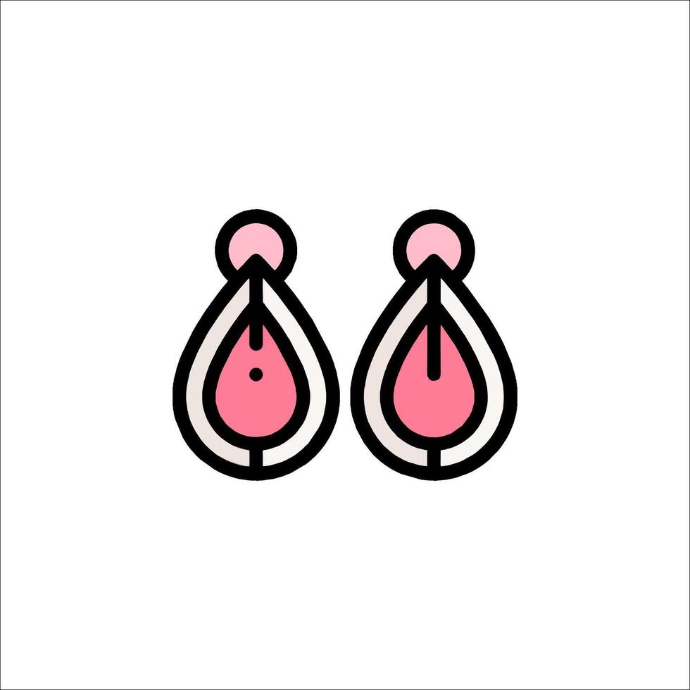 A pair of pink earrings with a heart on them vector