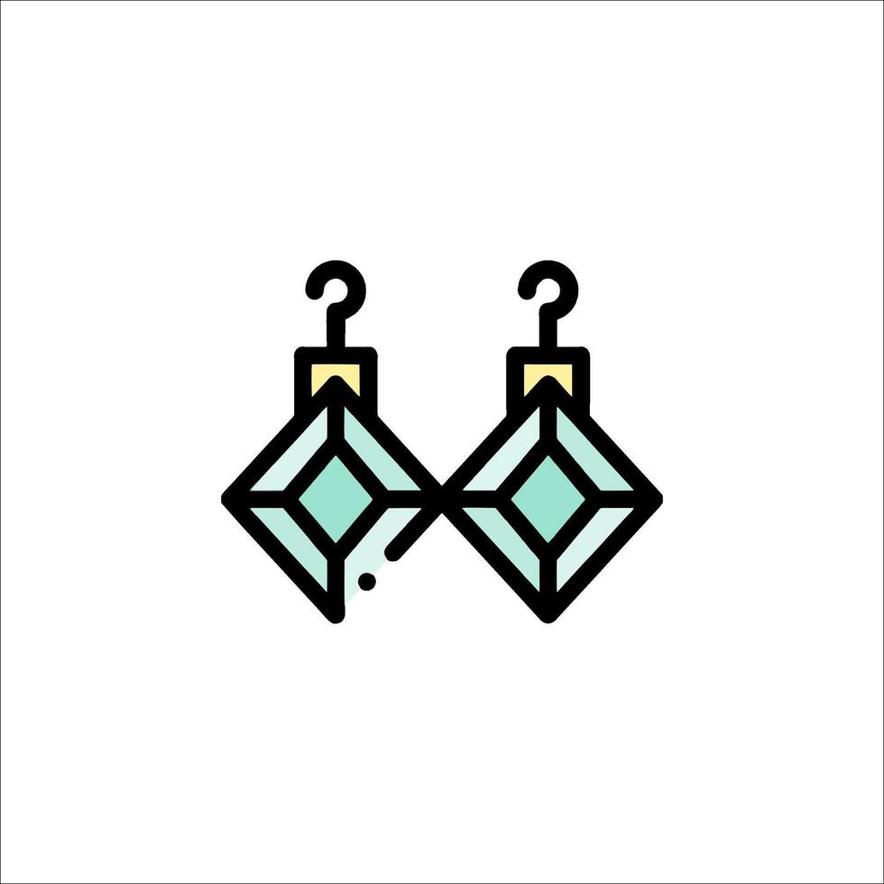 A pair of earrings with a diamond shape vector