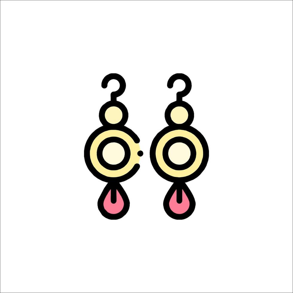A pair of earrings with pink drops on them vector