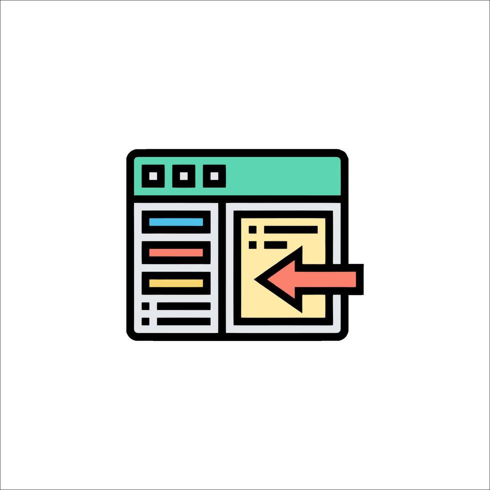 A web page with an arrow pointing to it vector