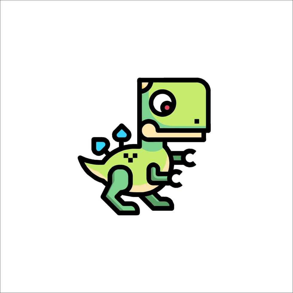 A dinosaur icon with a green and blue color scheme vector