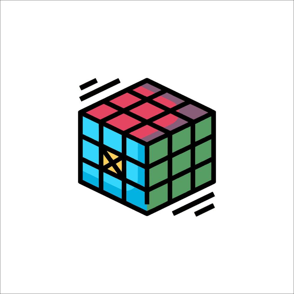 Rubik cube icon illustration vector