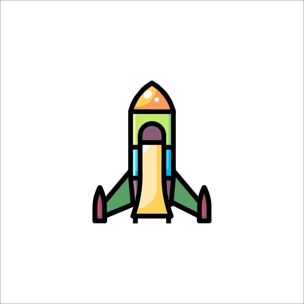 A colorful rocket ship icon on a white background vector