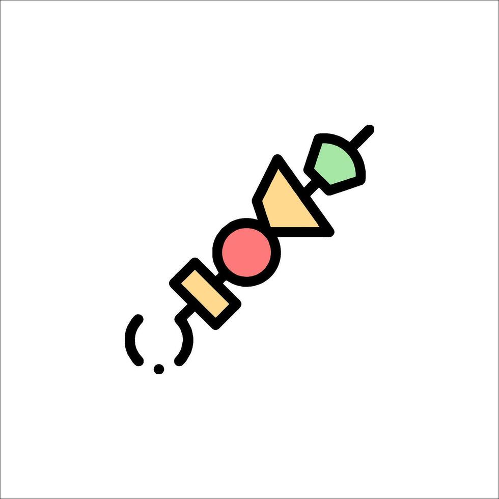 A line drawing of a skewer with a smiley face vector