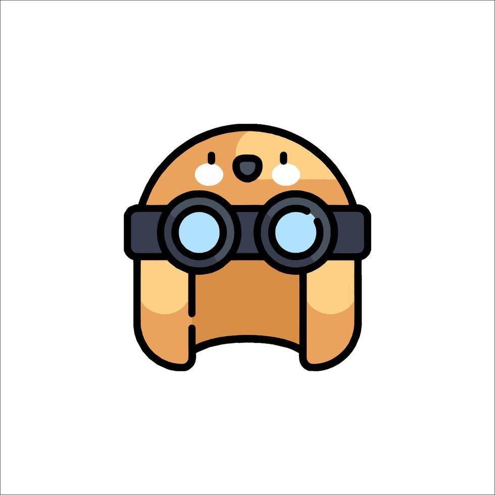 A cartoon dog wearing goggles on its face vector