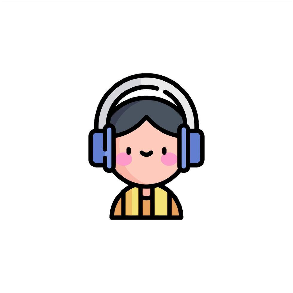 A cartoon character wearing headphones vector