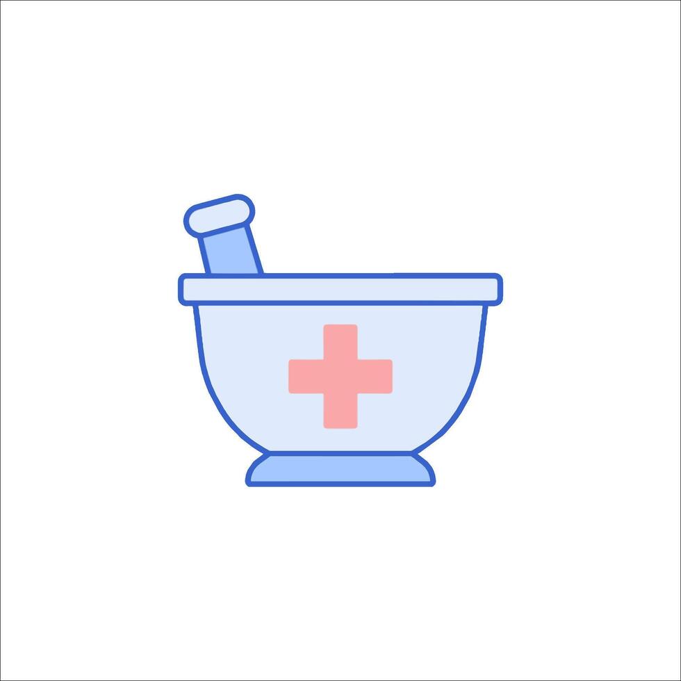 A medical mortar and cross icon vector