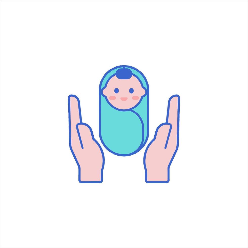 Baby in the arms of hands icon vector