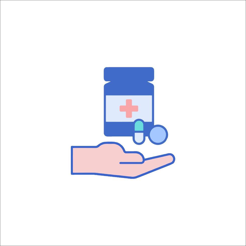 Illustration of a hand holding a bottle of pills vector