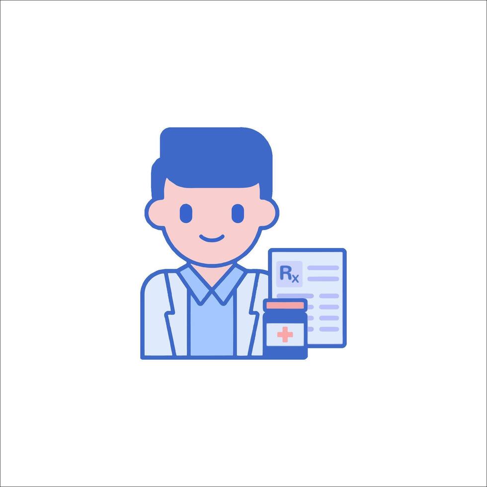 A doctor holding a prescription and a paper vector