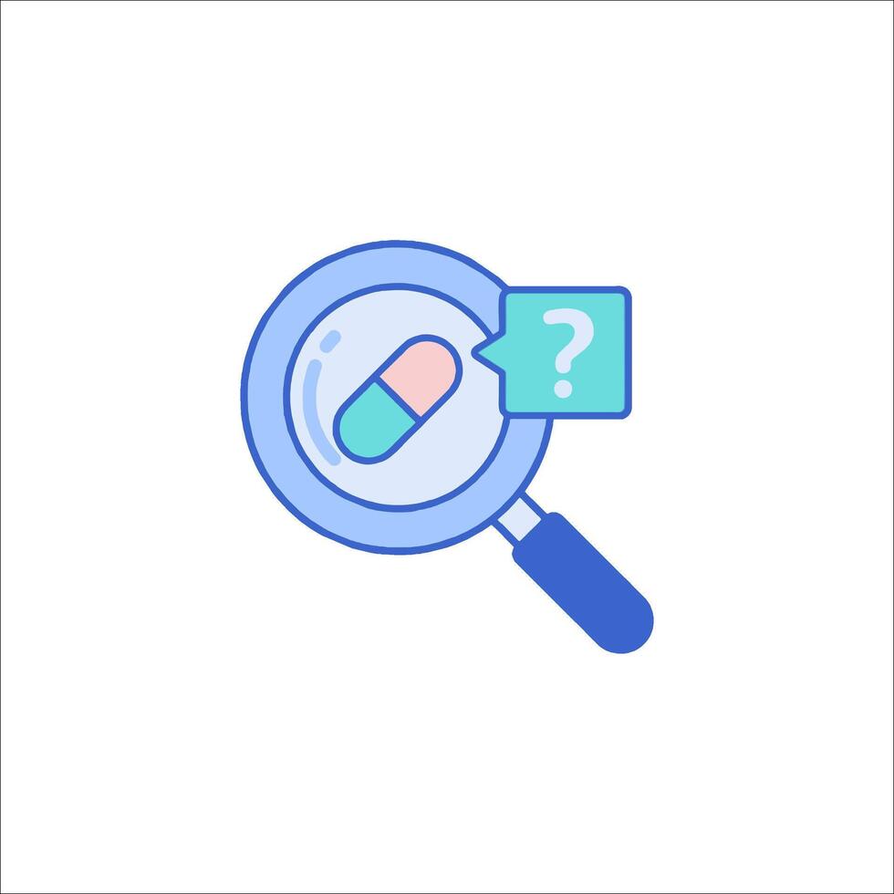 Magnifying pill icon vector