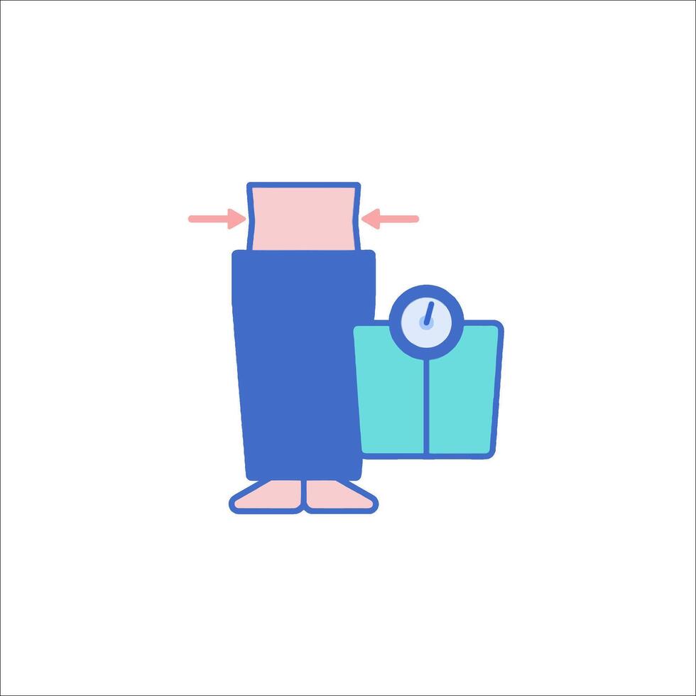 A person standing on a scale with a bag vector