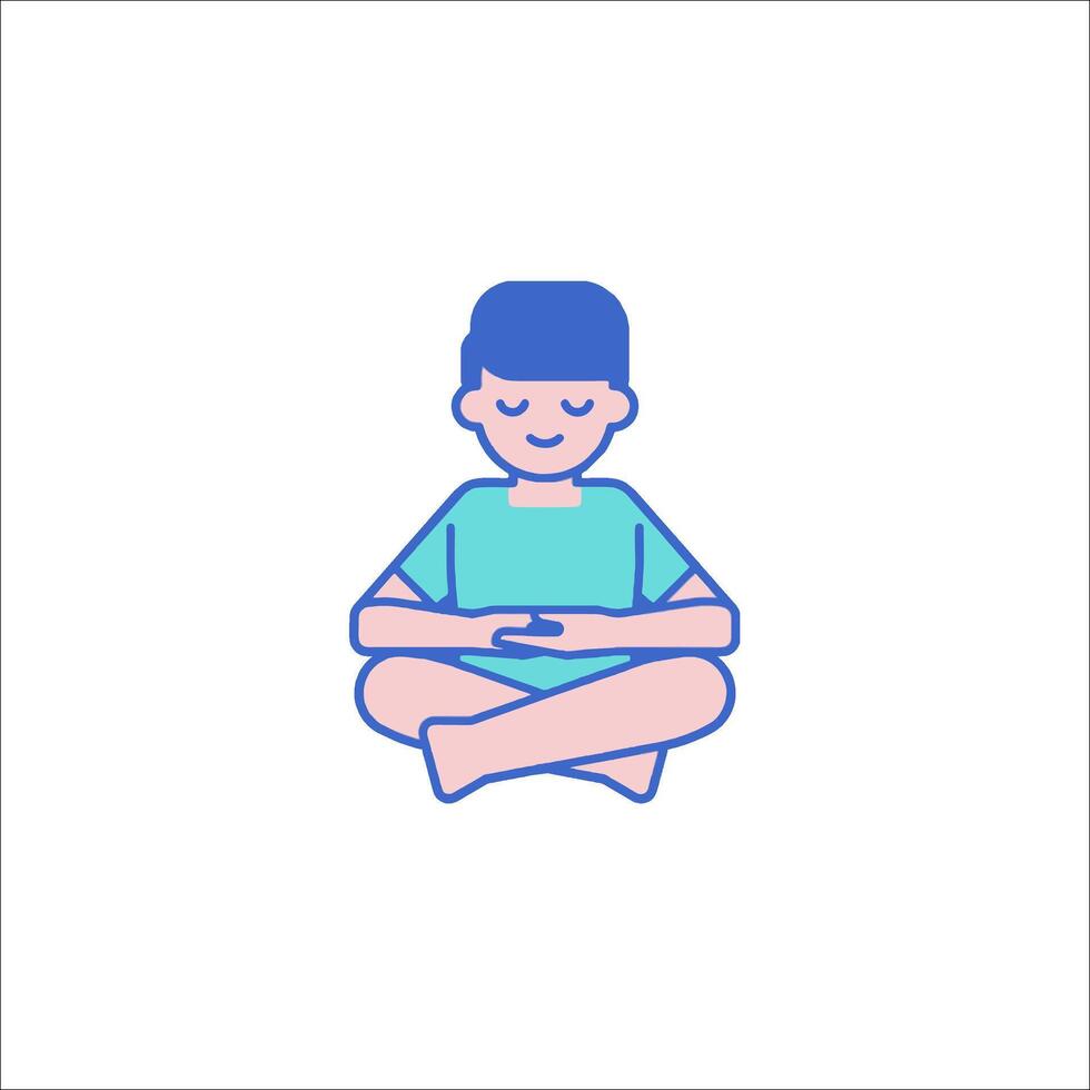 A man sitting in a lotus position with his hands on his knees vector
