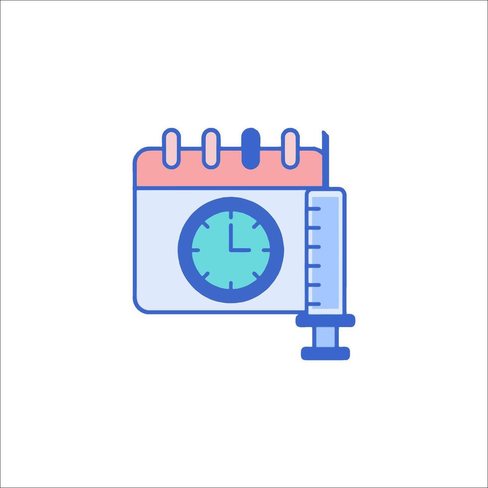 A calendar with a syringe and a clock vector