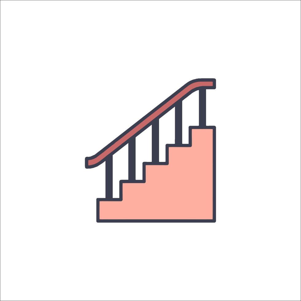 A stairway with a handrail and a handrail icon vector