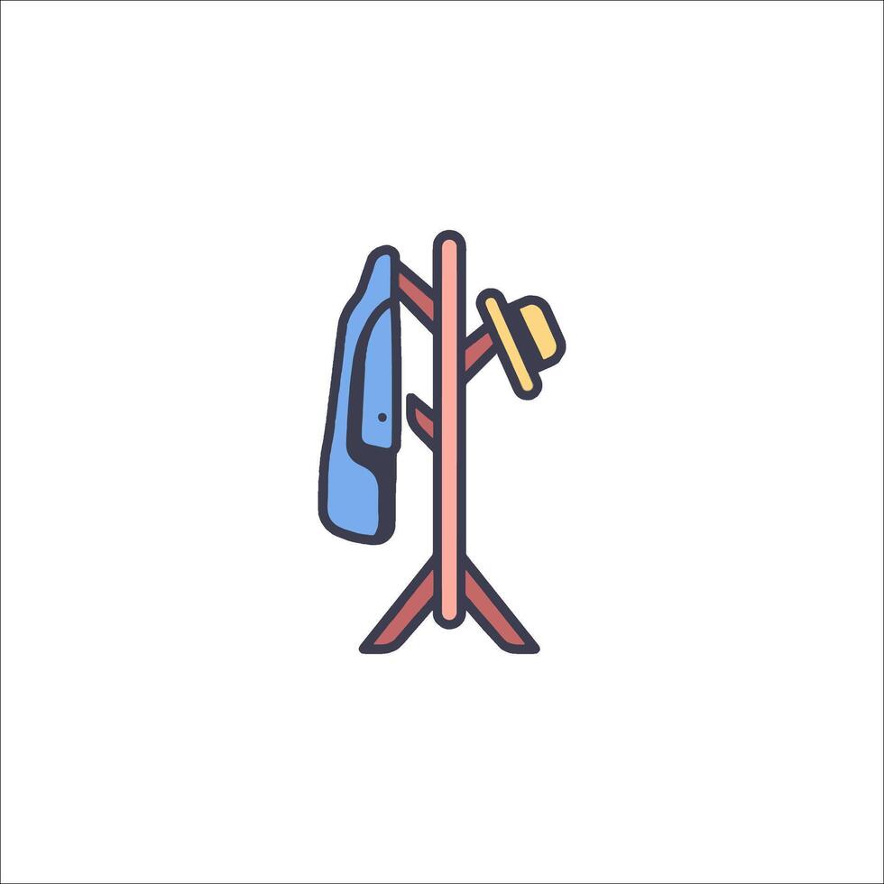 A coat rack with a hat and jacket on it vector
