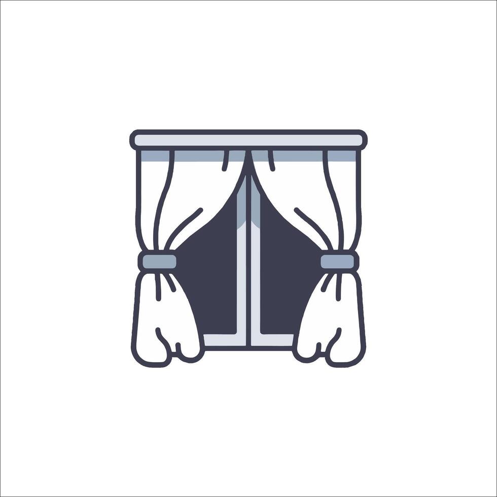 Window curtain icon illustration vector