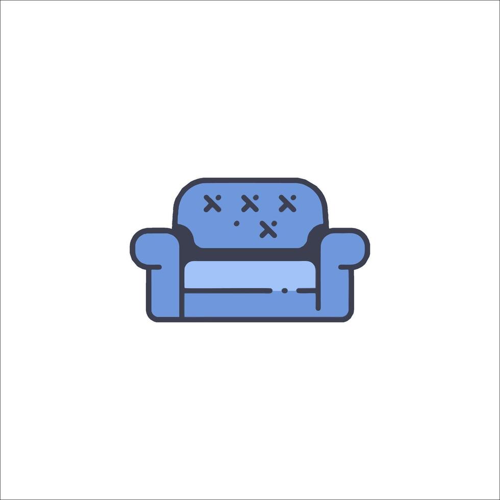 A couch with a broken armrest icon vector